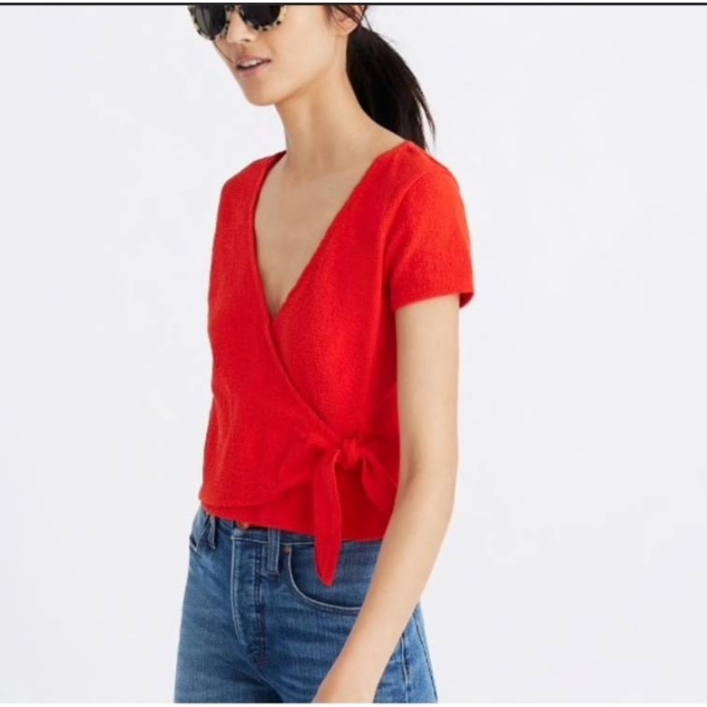 Madewell texture wrap tie top